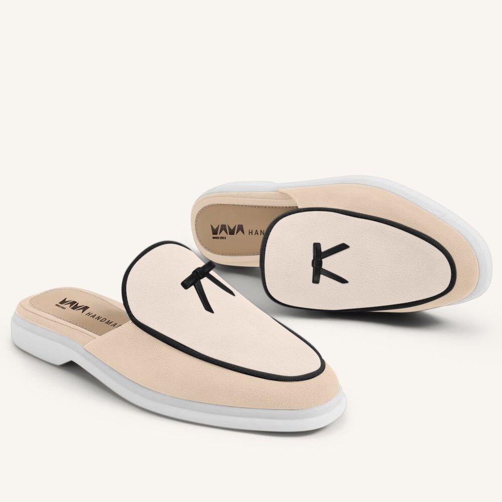 M.A.M.A. Bow Collection - Women's Mules Shoes | White & Beige